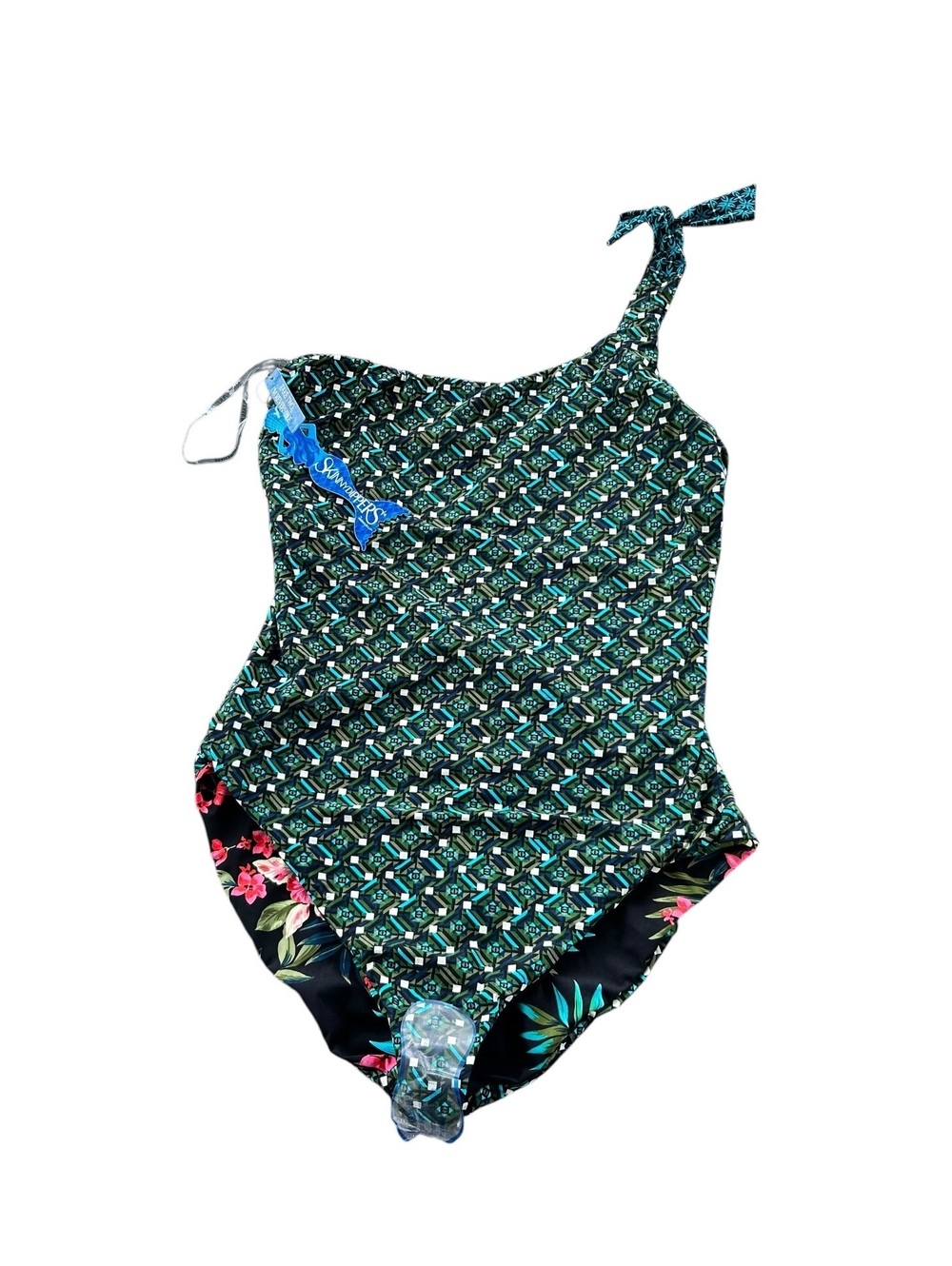 SKINNYDIPPERS flapjack reversible one shoulder one piece swimsuit unpadded NWT